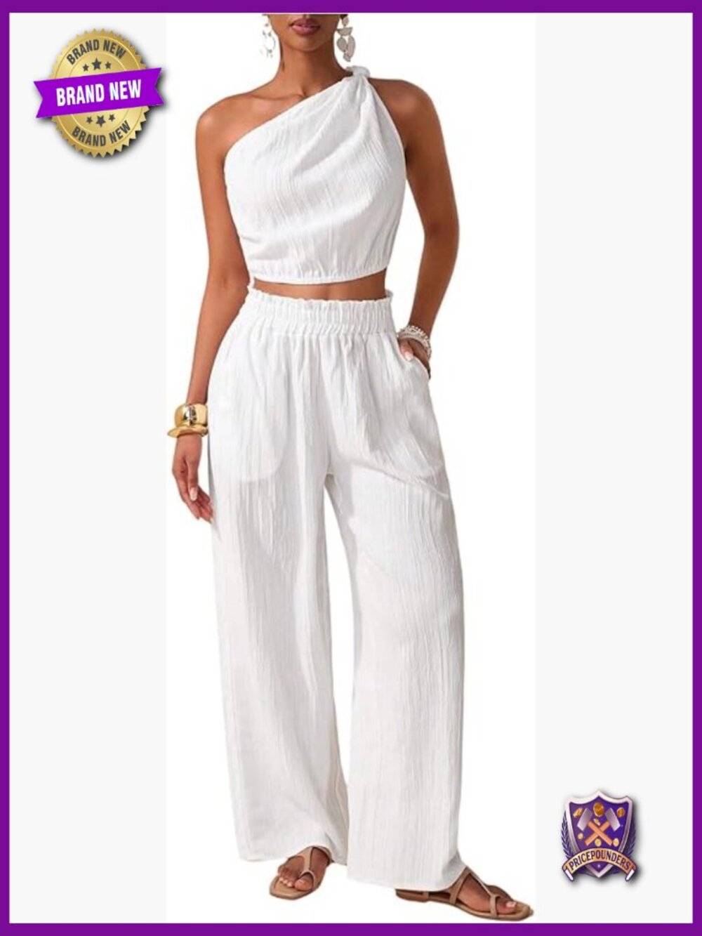Women's 2 Piece Crop Top & Wide Leg Pants Vacation Set